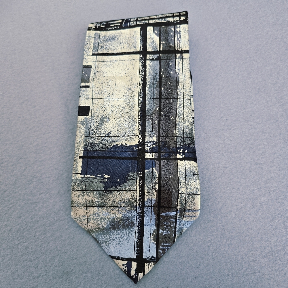 Luciano Gatti Silk Tie Made In Italy. Abstract Blue and Gray